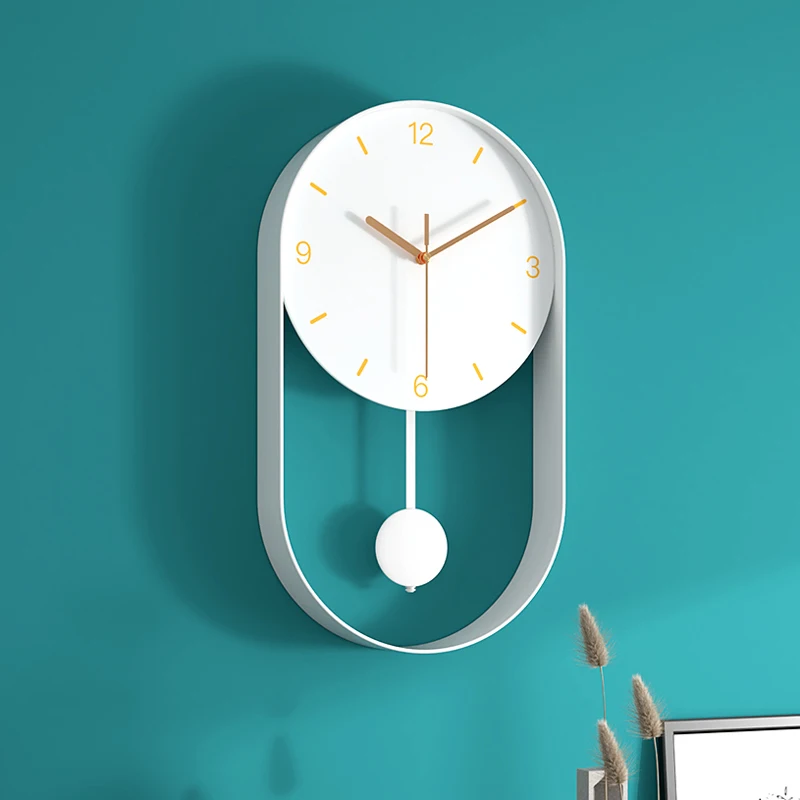 Nordic Wall Clocks Modern Living Room with Pendulum Large Silent Wall Clock Metal Watches Living Room Decoration Gift Ideas