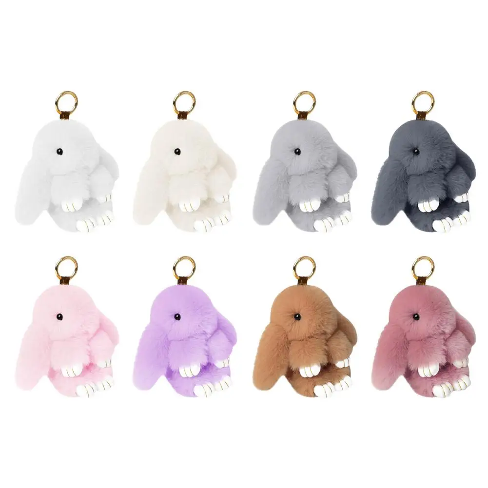 Schattige Pluche Bunny Sleutelhanger Vrouwen Bont Pom Pom Engel Konijn Sleutelhanger Haas Pluche Poppen Speelgoed Meisjes Tas Auto Sleutelhanger Bont Sleutelhanger Sleutelhanger