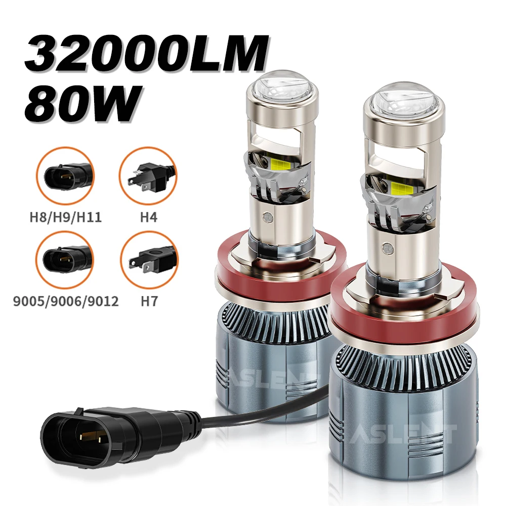 

ASLENT 2X 32000LM H4 H7 Led Canbus Projector Lens H11 9005 HB3 9006 HB4 Mini Projector Lens Car Light H7 6000K Fog Lamp 12V LHD