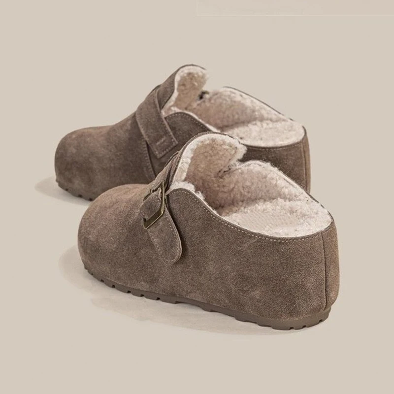 النساء الشقق الفراء البغال النعال الشتاء Slingback أحذية 2025 جديد قصير أفخم حذاء رياضة المشي الوجه يتخبط عادية Zapatos امرأة