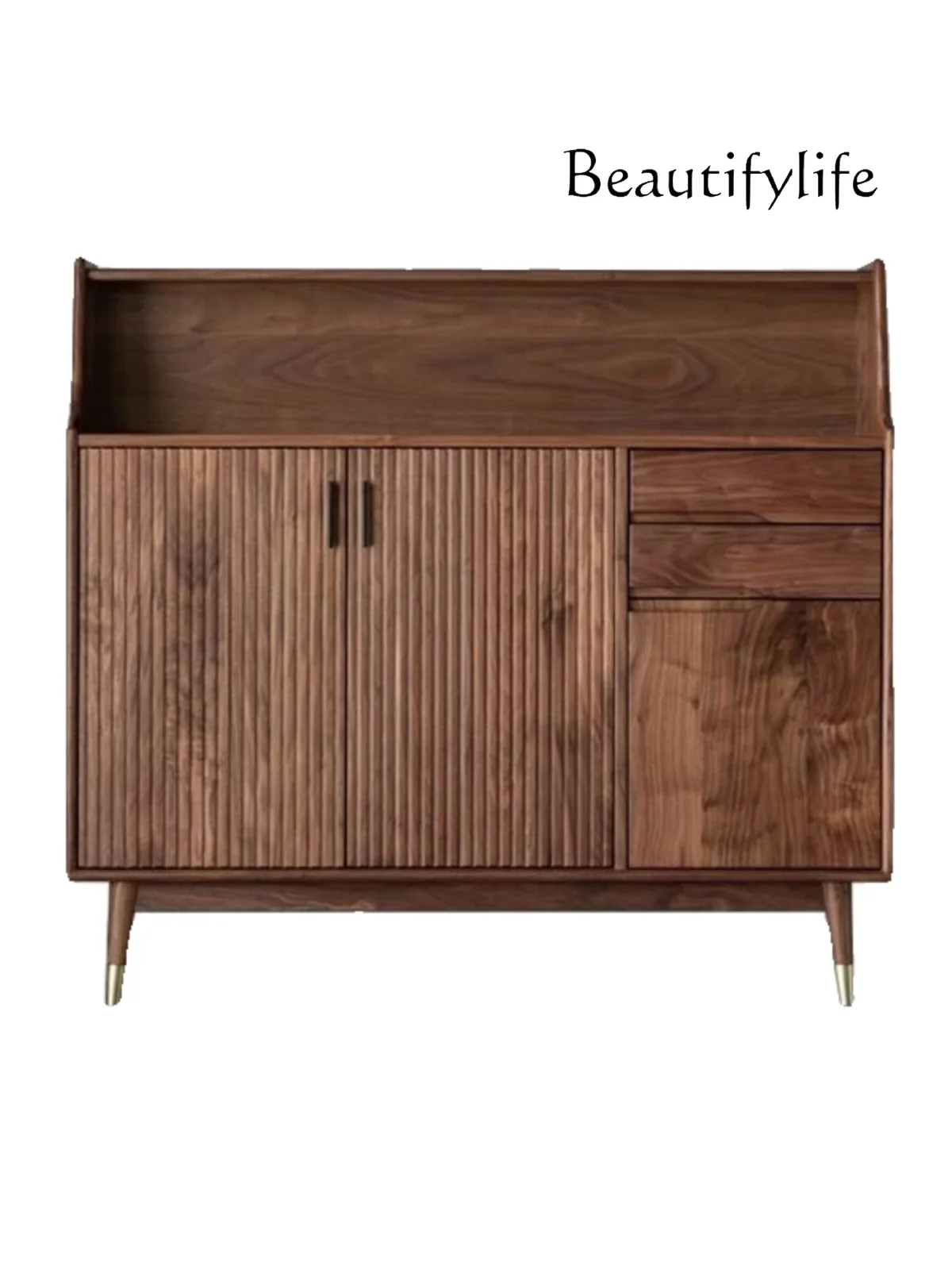 

Simple Modern Black Walnut Solid Wood Home Shoe Rack Mid-Ancient Style Entrance Cabinet Nordic Sideboard Cabinet