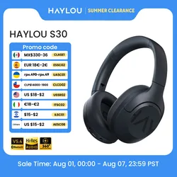 HAYLOU S30 Wireless Bluetooth 5.4 Headphones 43dB Adaptive Noise Cancelling Headsets 40mm Driver 80H Playtime Earphones