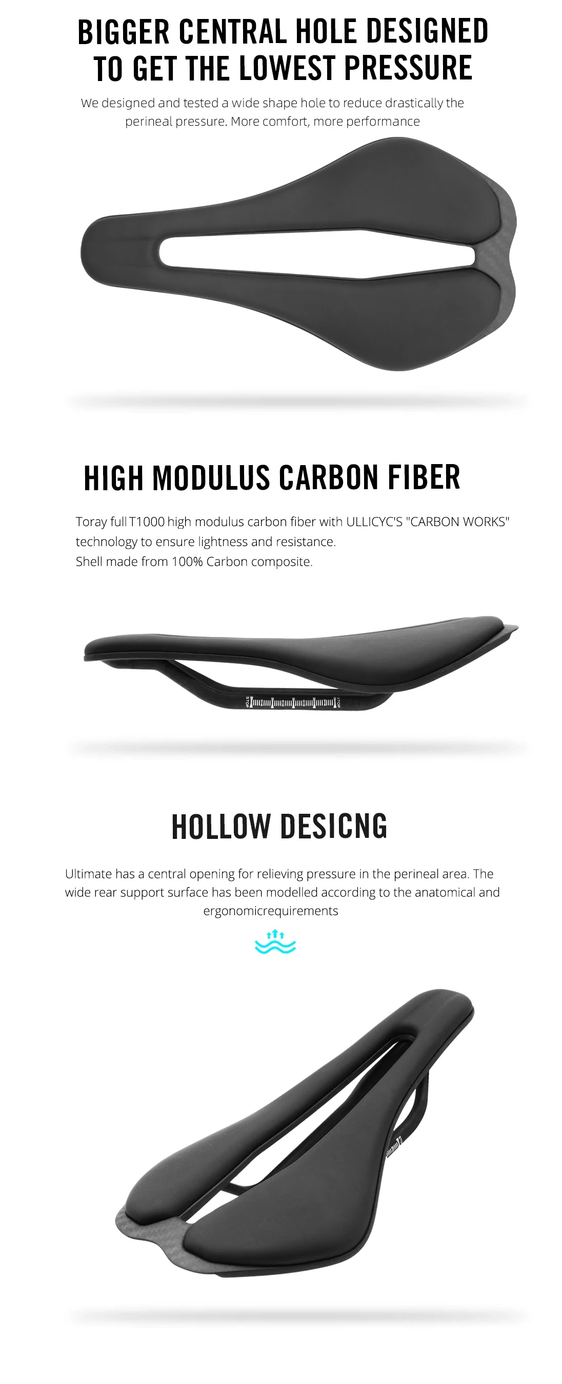 Vollcarbon-Shell-EVA-Fahrradsattel, hohl, bequem, atmungsaktiv, MTB/Straßenrennrad-Kissen, Carbon-Schiene, 7 x 9 mm, 136 x 242 mm – Detail 11
