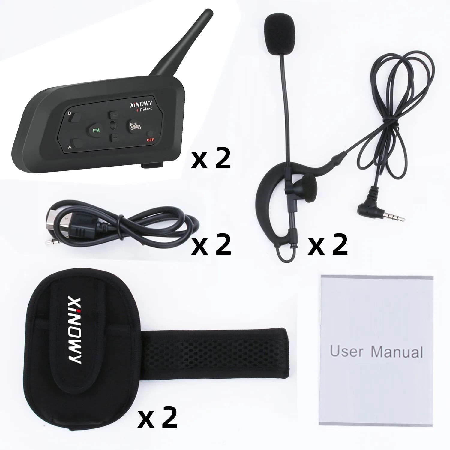 XiNOWy/ V4C PRO dual package same time 4 people intercom outdoor Bluetooth intercom referee headset communication product