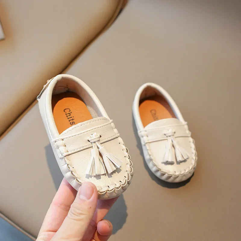 Children Flat Shoes Spring Autumn Kids Slip-on Shoes Boys Loafers Soft PU Leather Toddler Oxfords Cute Tassel Little Kids Shoes