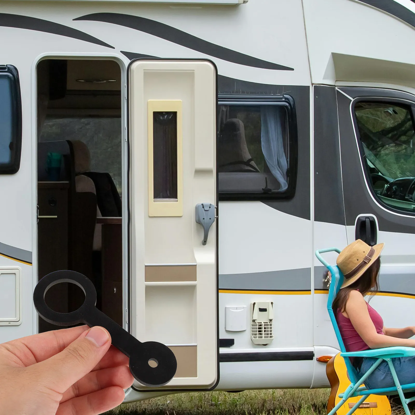 

Rv Shower Door Latch Strap Adjustable Heavy Duty for Travel Trailer Bathroom Doors Safety Lock