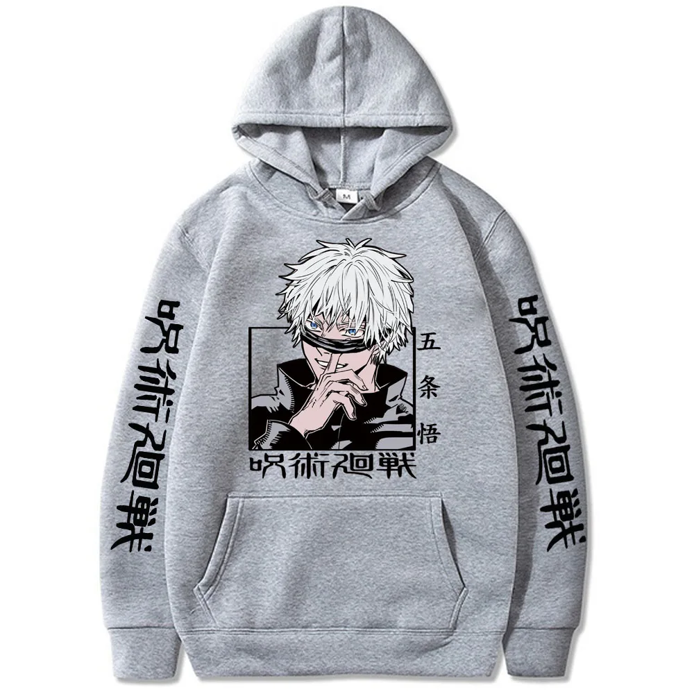 Anime Gojo Satoru jutsu kassen Hoodie Harajuku Hip Hop Pullover atasan hadiah penggemar