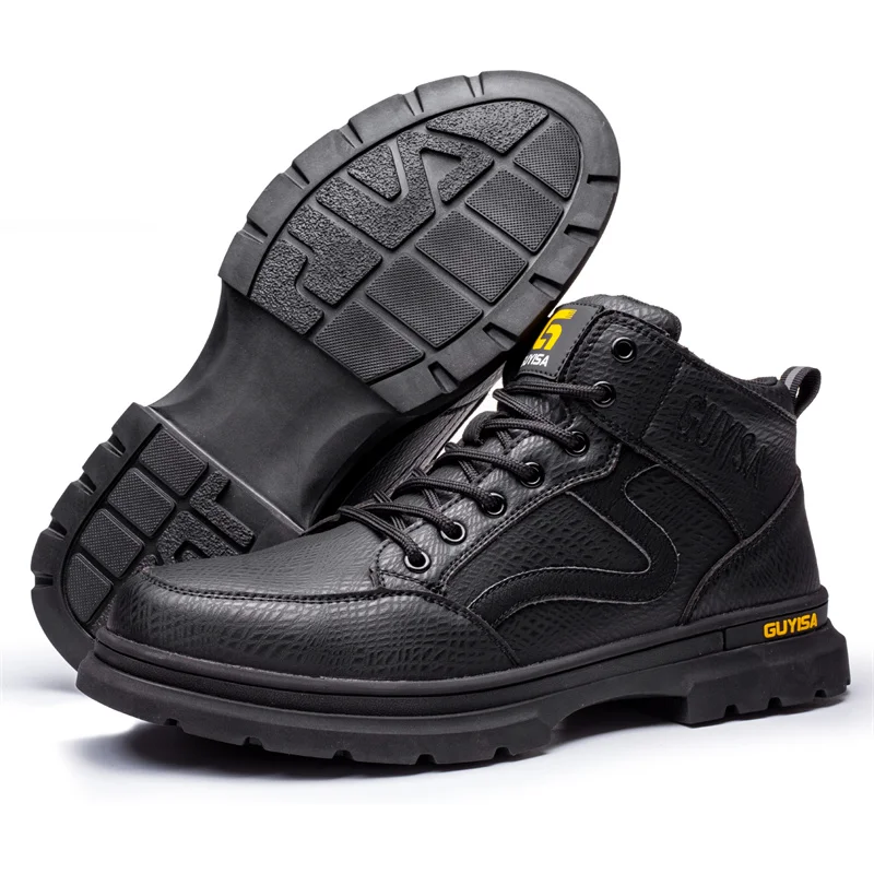 Latest 2023 Waterproof Men Leather Boots Steel Toe Cap Safety Work Shoes Anti Smashing Indestructible Construction Welding Boots