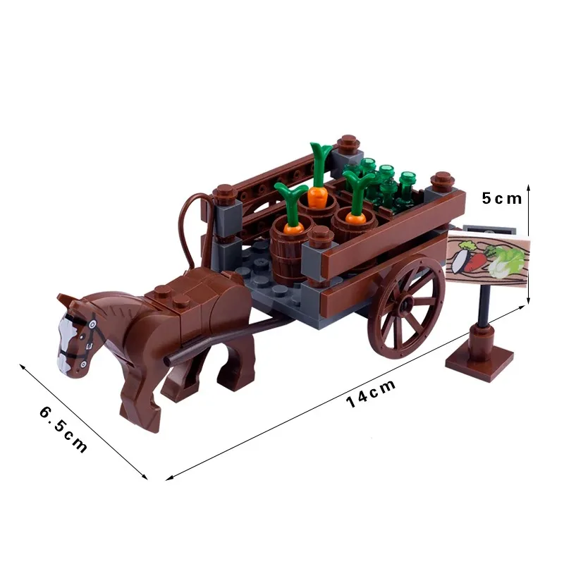 MOC Bricks Military Medieval Carriage Chariot Patrol Wagon Building Blocks City Farm Food Vegetable Plant Figures Toys Gifts