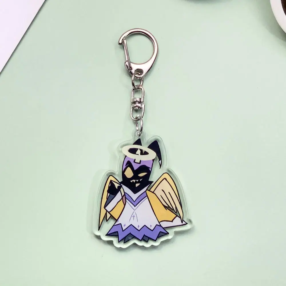 شخصيات كرتونية هازبين فندق أكريليك سلسلة مفاتيح سيارة إبداعية إكسسوارات حقيبة ساحرة على ظهره قلادة حلقة رئيسية هدايا للأصدقاء