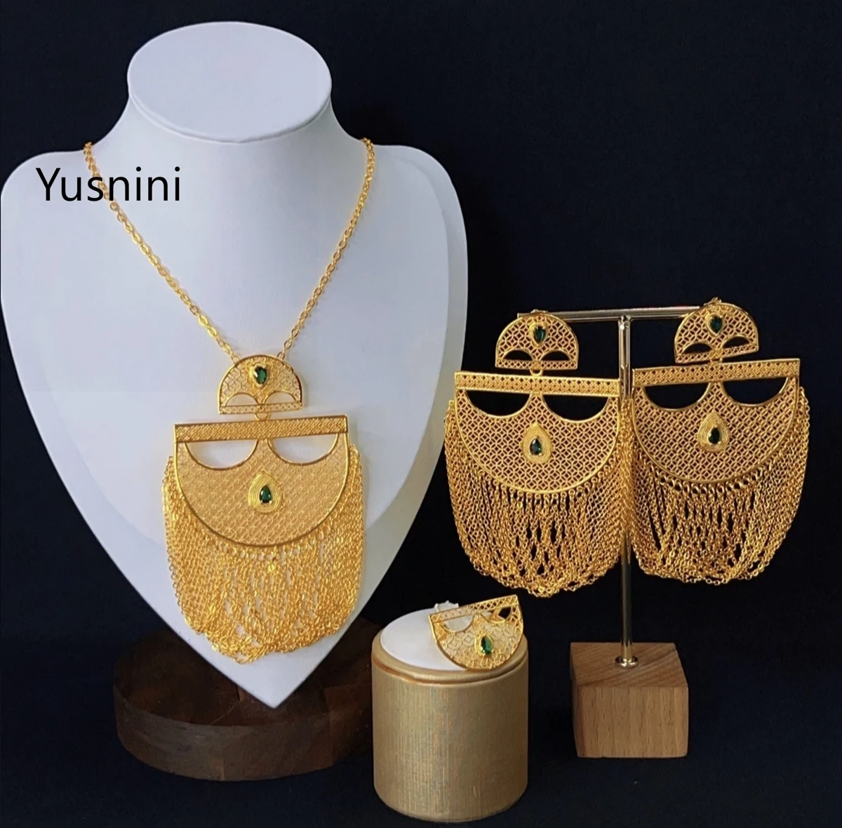 Fashion Women's Jewelry Set Dubai 24K Gold Plated 3-Piece Jewelry Set Luxury Wedding Accessories YY10948
