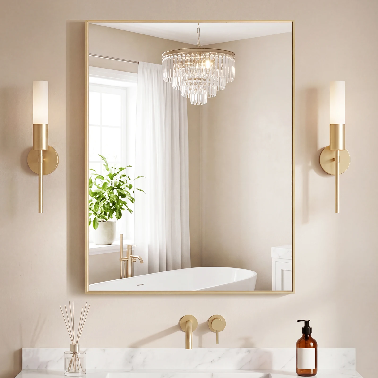 Home Bathroom Dimensions - JHK Groove 4 Dimensions Bathroom Mirror