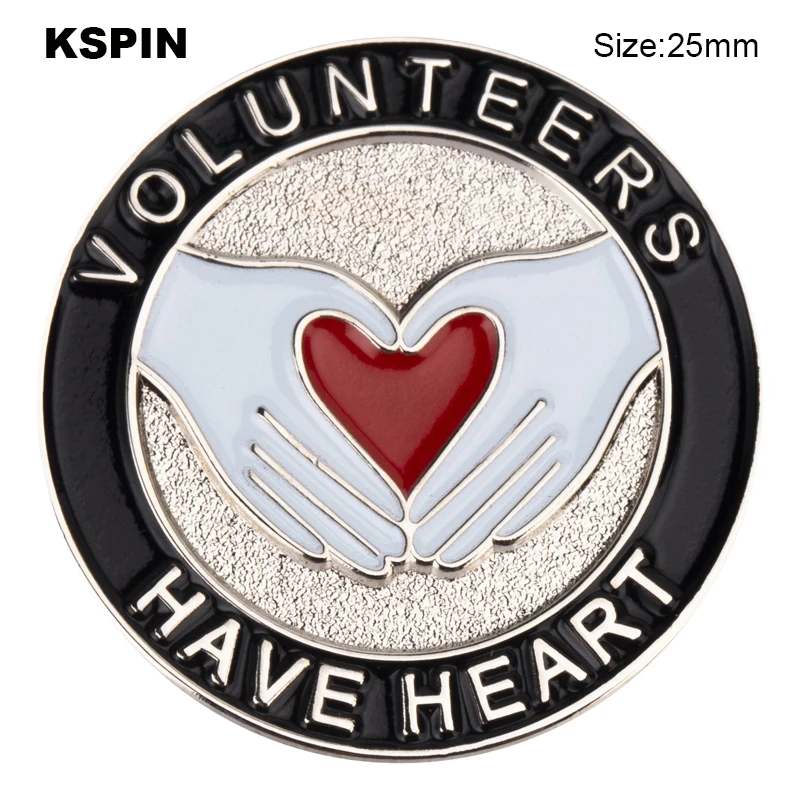 Volunteers Have Heart Badge Flag Brooch National Flag Lapel Pin International Travel Pins