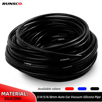 Inner Diameter 3mm, 4mm, 5mm, 6mm, 8mm Silicone Vacuum Tube Hose, Universal Runsco Auto Parts Pipe Black