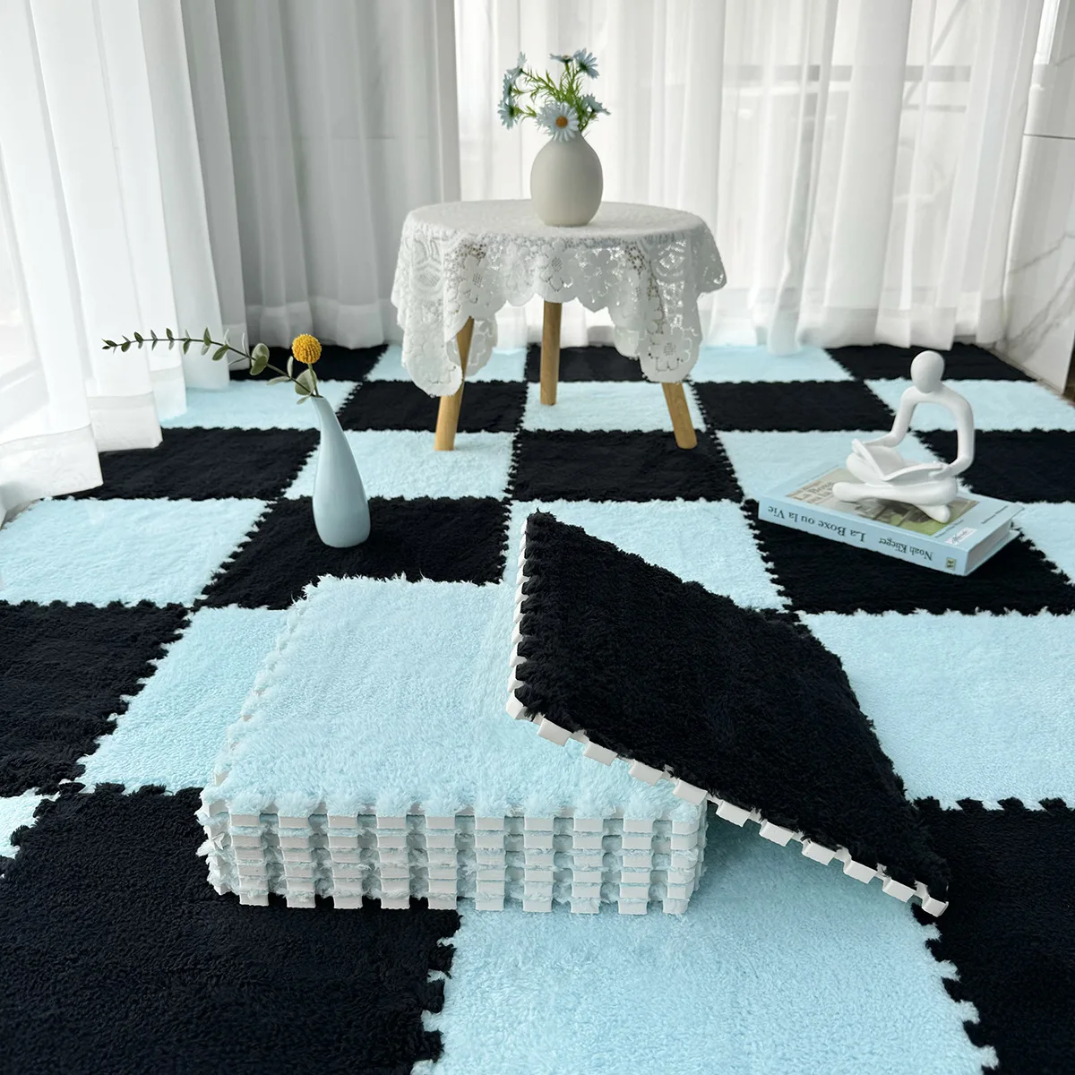 Baby Soft Plush Warm Carpet Children\'s Room Play Mat EVA Foam Living Room Bedroom Patchwork Mat Anti-slip and Anti-vibration Pad