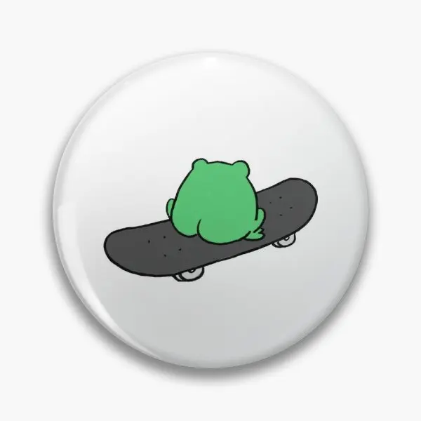 Frog On Skateboard Back View  Soft Button Pin Badge Fashion Cute Cartoon Collar Creative Clothes Women Jewelry Lover Decor Metal