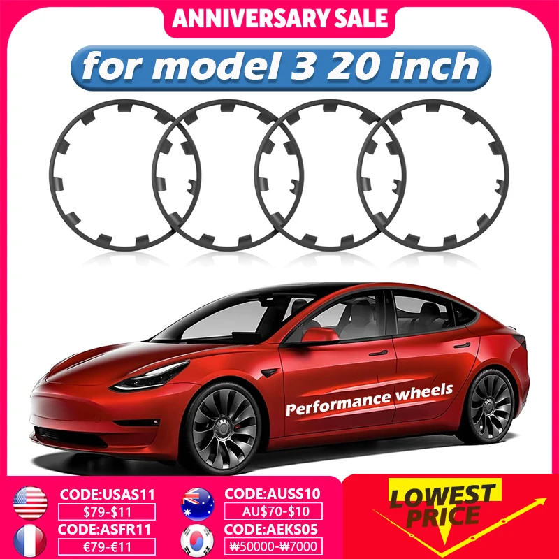 4 Stuks Voor Tesla Model 3 20 Inch Wiel Prestaties Wieldop Patch Vervanging Wieldop Volledige Velg Cover Auto accessoires Naafdop 2023