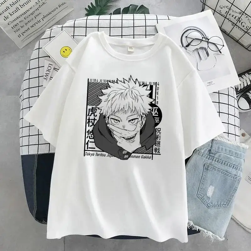 Seksowne anime Jujutsu Kaisen T Shirt Itadori Yuji nadruk graficzny mężczyźni kobiety luźne t-shirty Harajuku estetyczna koszulka unisex