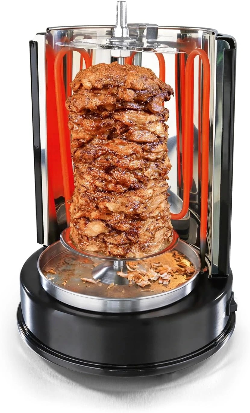 Dönergrill für Zuhause | Vertikaler-Multigrill für Fleisch-, Fisch- und Veggie-Variationen | Rotisserie mit 360° ° -Ro