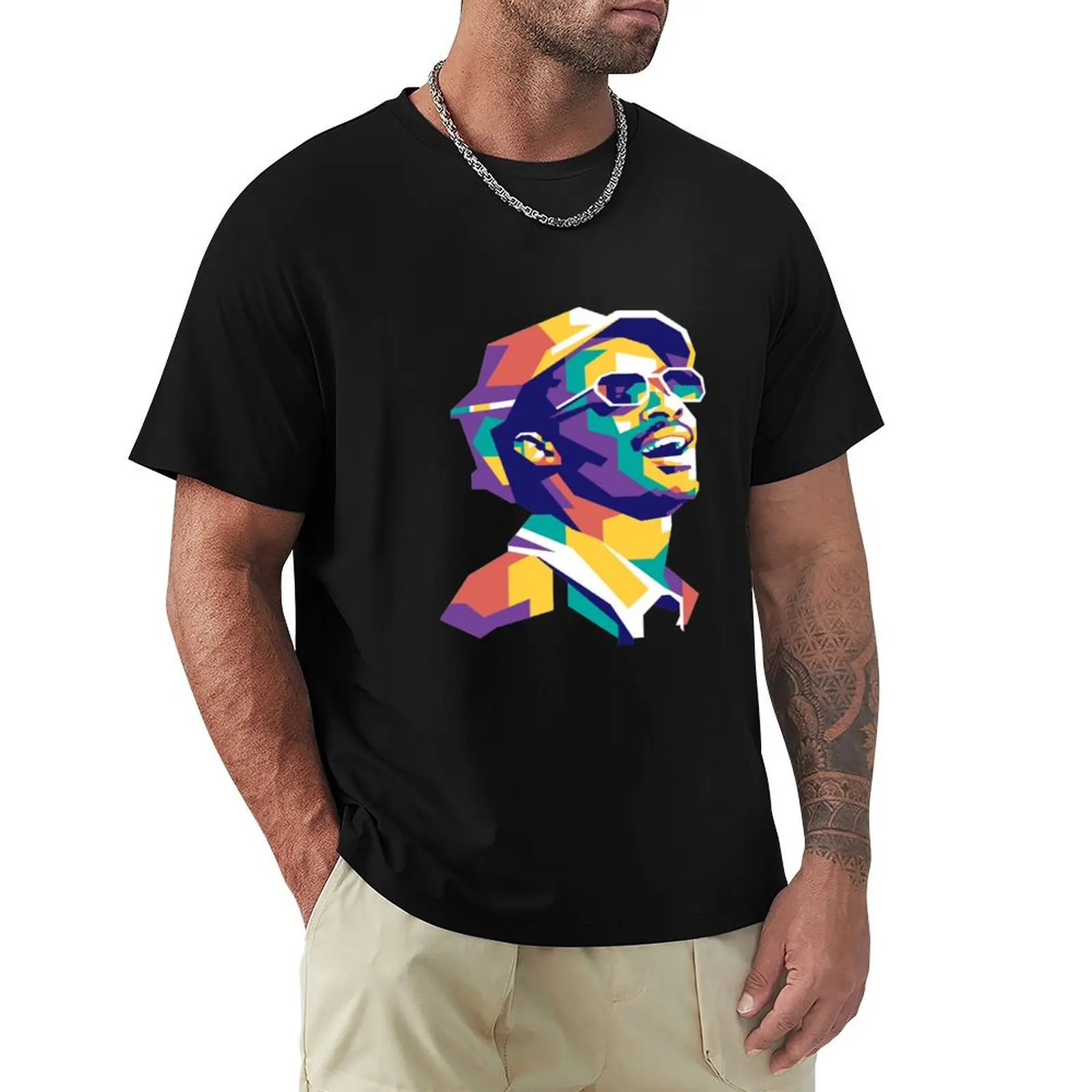 

Stevie Wonder Wall ArtStevie Wonder WPAP Limit Color Posters T-Shirt Summer Print Short Sleeve Tee