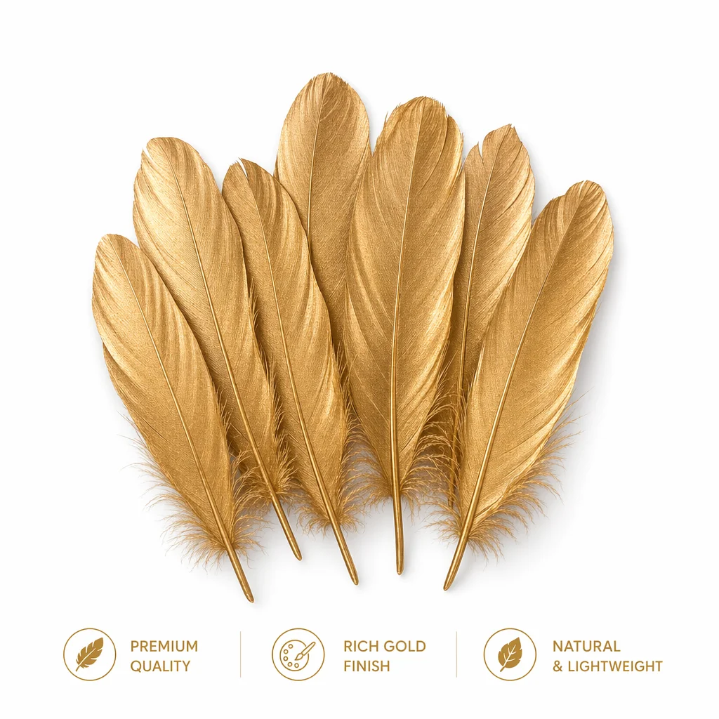 50 Pieces Natural Golden Goose Feathers Bulk 13-18cm, Soft Fluffy Plumes for Wedding Centerpiece Party Decor DIY Craft Supplies - view 6