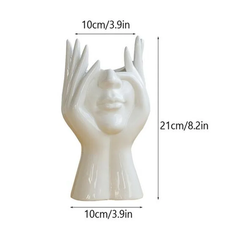 

Nordic Ceramic Human Face Flower Vase Hand Hold Unique Modern Art Life Ornaments For Home Room Office Desktop Balcony Decor