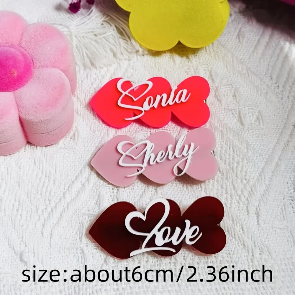 تخصيص اسم عيد الحب القلب مقاطع الشعر متعدد الألوان القلب بريق الترتر القلب دبابيس الشعر حفل زفاف إكسسوارات الشعر