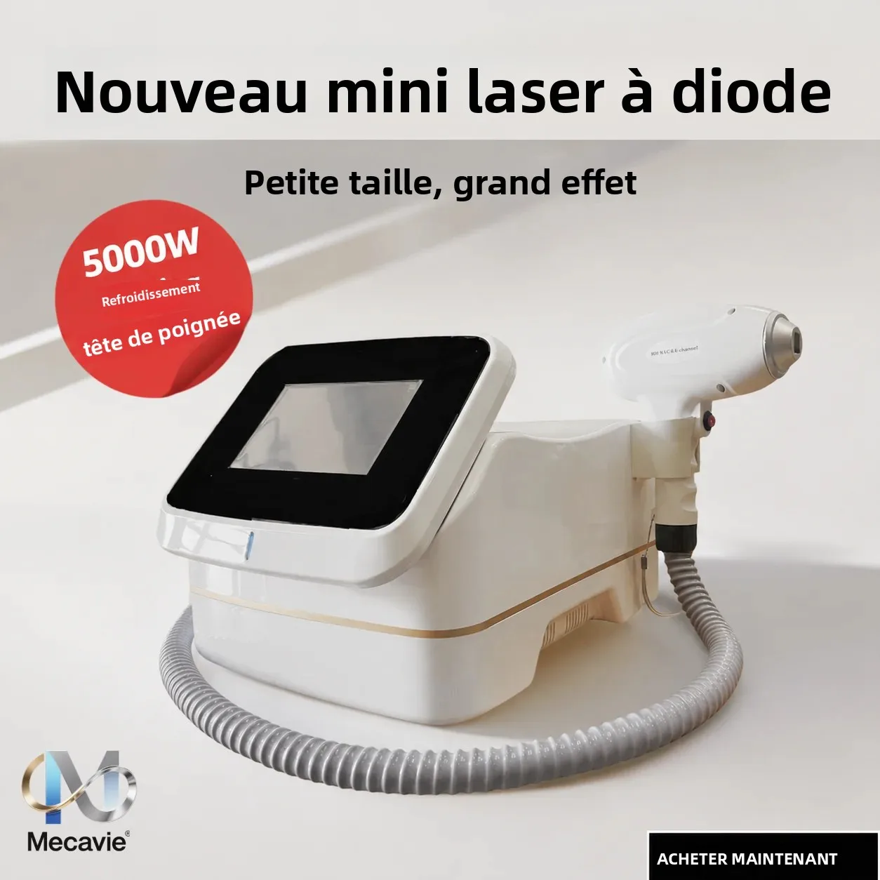 Machine professionnelle d'épilation au laser diode mini-titane 808nm 5000W, indolore, permanente, avec réservoir d'eau externe, certifiée CE
