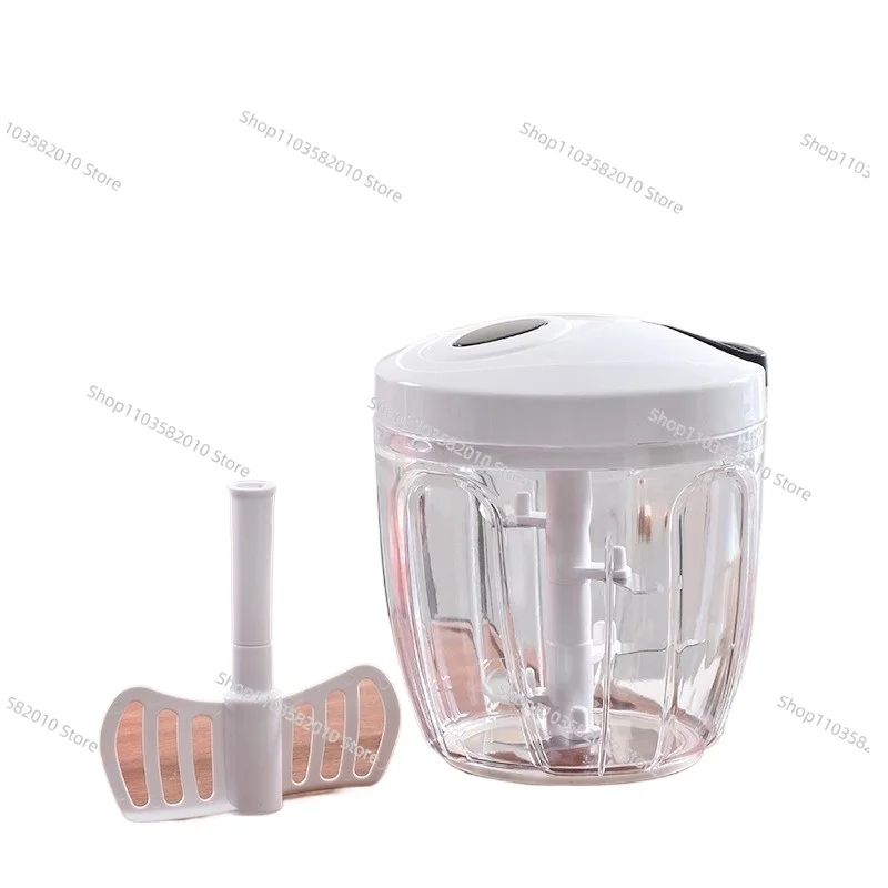 Rotary Garlic Press Onion Slicer Manual Grinder, 500/900ml Vegetable Crusher Meat Chopper, Kitchen Cooking Accessory Set