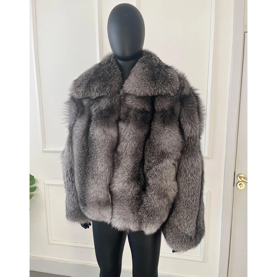 Mens Fox Fur Coat Lapel Natural Fox Fur Jacket Best Selling 2023 Winter Warm Fox Clothes Real Fur Jackets