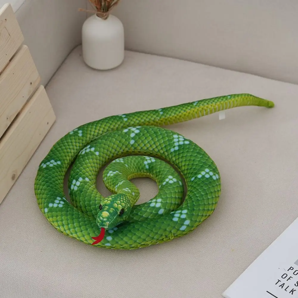 Brown/Green/Red Simulation Snake Plush Toy 80/110cm Cute Snake Stuffed Toys Funny Lovely Animal Plush Doll Halloween