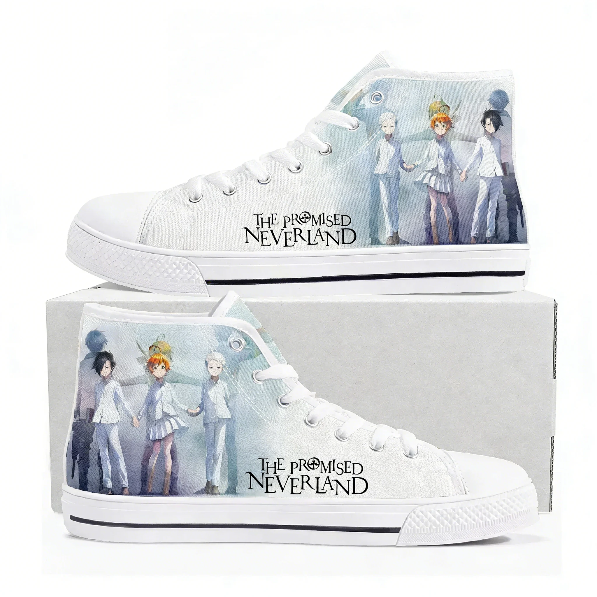 The Promised Neverland Emma High Top Sneakers Men Women High Quality Canvas Sneaker Comics Manga Couple Customized Shoe