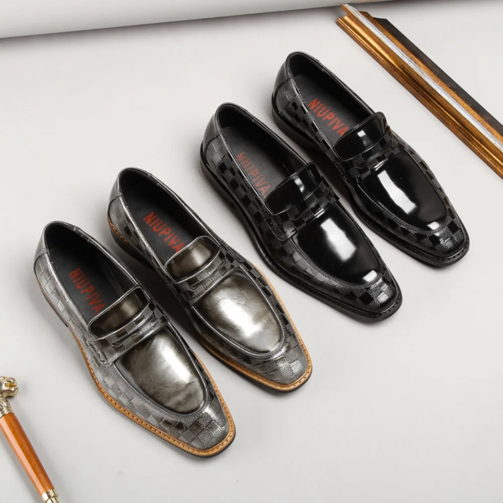 Classic Leather Shoes for Men Slip on Pointed Toe Oxfords Formal Wedding Party Office Business Casual Dress Shoes for Male