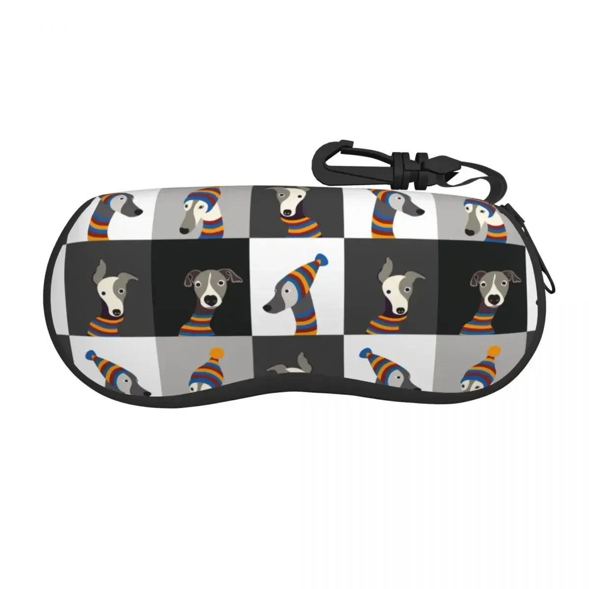 Cartoon Greyhound Whippet Dog Sunglasses Case Neoprene Zipper Sighthound Hound Shell Eyeglass Case Protective Box For Glasses