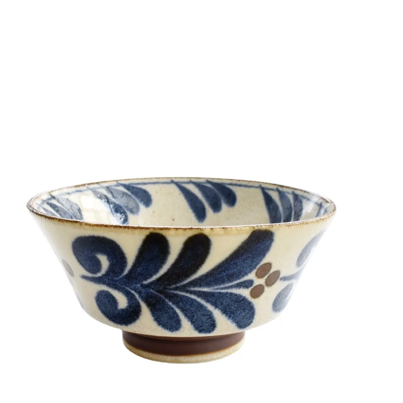 

Mino Yaki South Style Retro Underglaze Porcelain Rice Bowl Home Japanese Style Ramen Bowl Soup Bowl Tableware