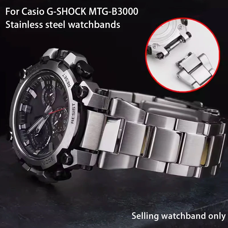 For Casio G-SHOCK MTG-B3000 Stainless Steel Watchbands Men\'s Watch Band Retrofitting Watch Accessories Quick Disassembly  Black