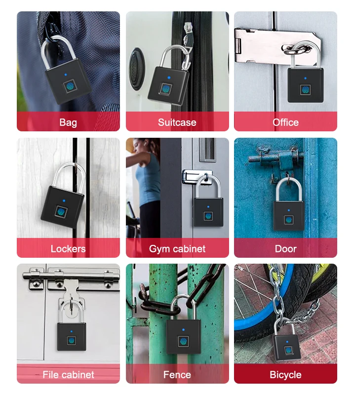 Smart Fingerprint Padlock 0.5s Unlock IP55 Waterproof Type C Rechargeable for Luggage Gym Office Zinc Alloy Anti Theft Lock - Image 3