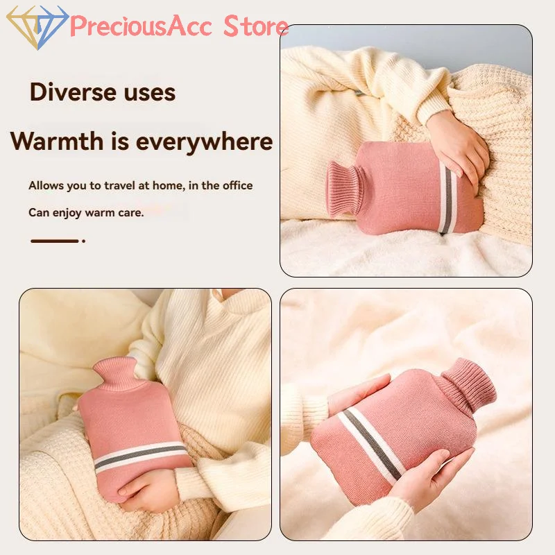 New-1L Or 2L Hot Water Bottle With Knitted Cover Large Capacity Hot Water Bag For Female Warm Belly Hands Inject Water Hot Water