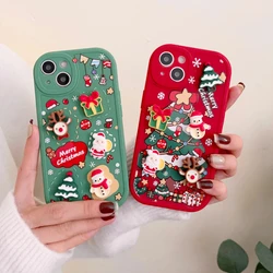 IPhone用の3D漫画電話ケース,かわいいカバー,エルク,雪だるま,サンタクロース,15, 14, 13, 12,11,16 pro max,x,xr,xs max,クリスマス7、8プラス
