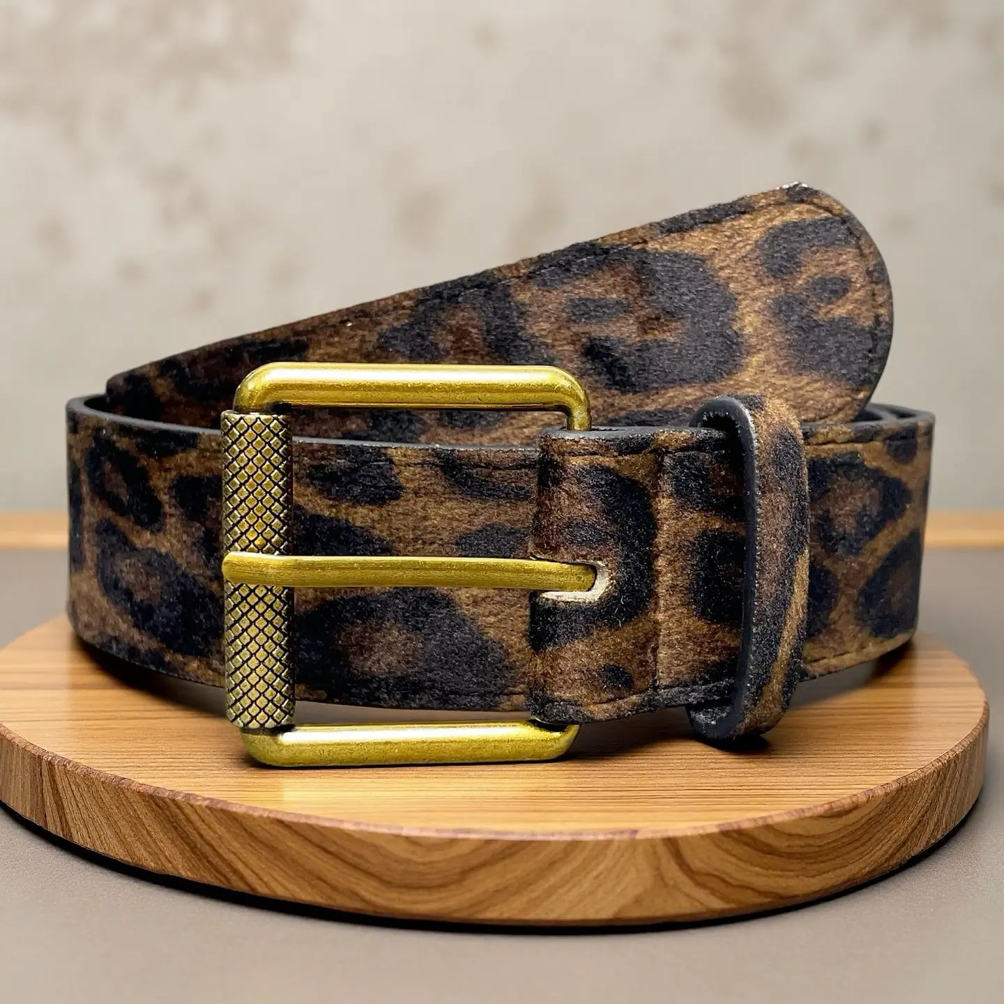 Fashionable Leopard Print Belts for Women 100cm Retro Color Wide PU Versatile Belts