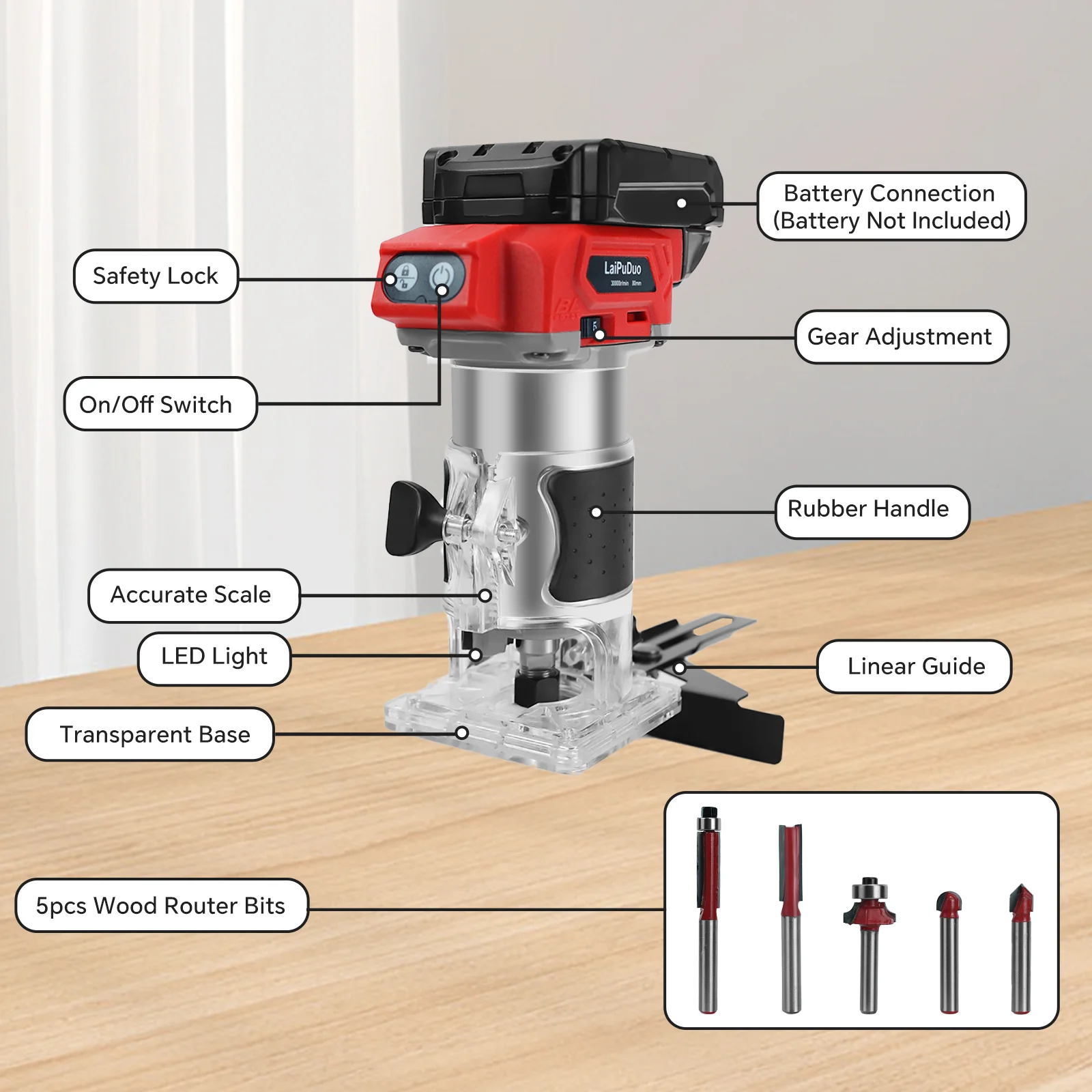 جهاز توجيه الخشب اللاسلكي 800 وات 30000 دورة في الدقيقة ماكينة تشذيب النجارة الكهربائية بدون فرش لبطارية ميلووكي 18 فولت (بدون بطارية)