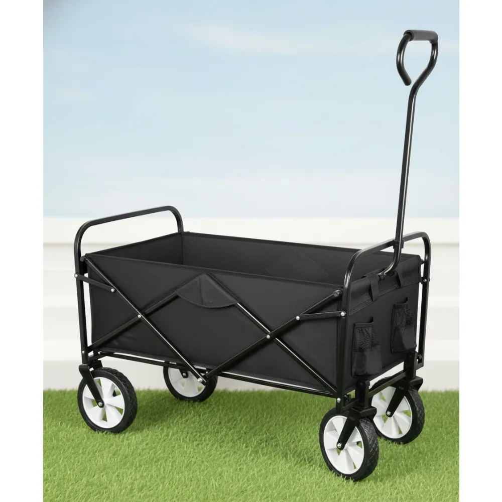 

Folding Garden Cart with 360° Wheels & Adjustable Handle, 220lbs Capacity for Outdoor Camping Gardening