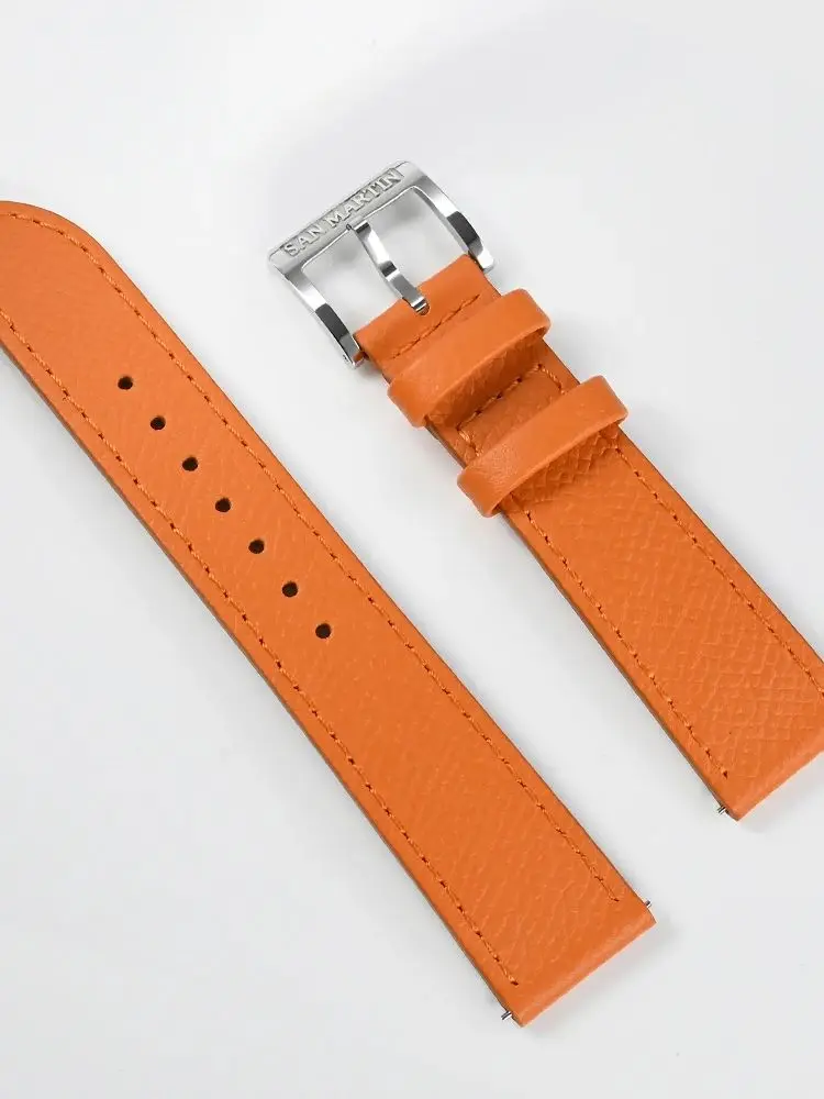 San Martin Watch Strap 20mm Leather Quick Release Wristwatch Belt Watch Band Sweat For Man Comfortable Classic Epsom SN0101