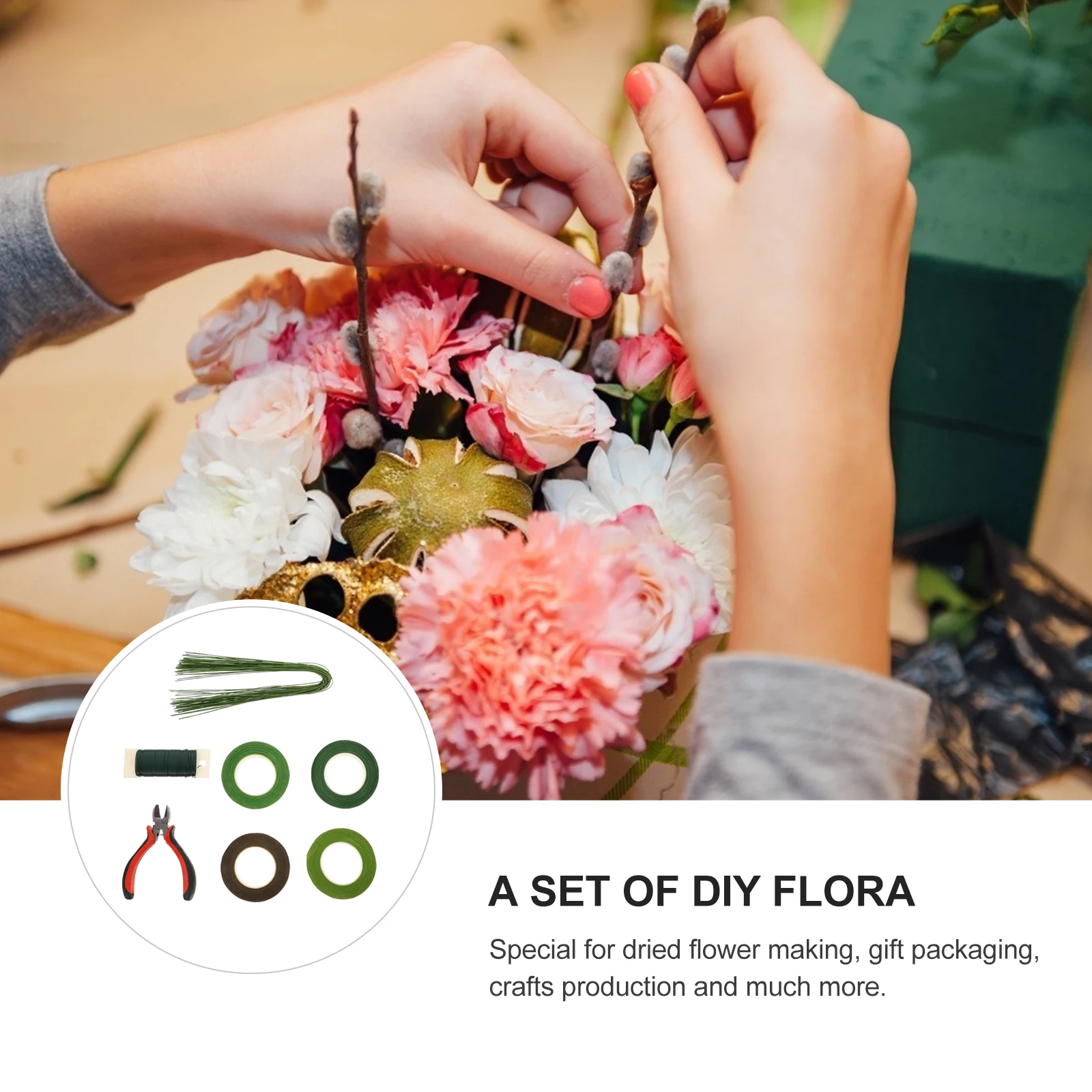 

Floral Tool Set Flower Package Device Kit Metallic Line Art Supply Lagging Arrangement DIY Packaging Accessory Bride
