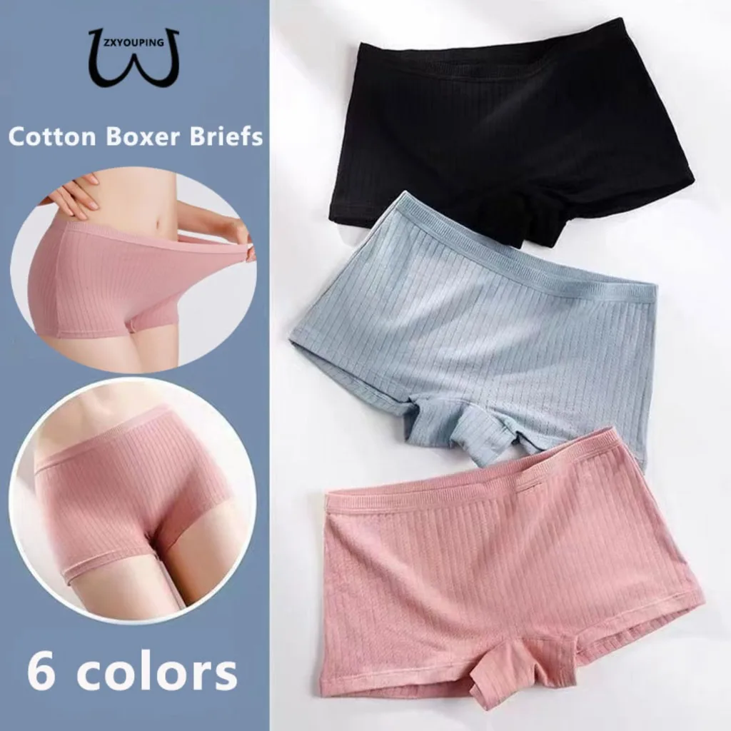 

ZXYOUPING 3PCS Women Cotton Boxer Briefs Plus Size，Antibacterial Panties，Mid Waist Seamless Panties，anti-exposure Safety Panties