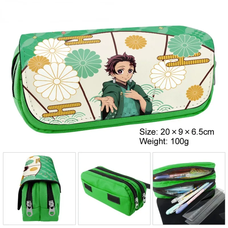 Demon Slayer Cartoon Anime Pencil Case Student Storage Bag Tanjirou Nezuko Zenitsu Giyuu Cartoon Pen Box Cosplay Prop Gifts