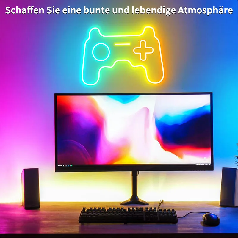 Smart Neon LED Strip Light Sign Remote Control RGB Flexible Neon Tape TV Backlight 1/3/5m Waterproof for Room Home Outdoor Decor