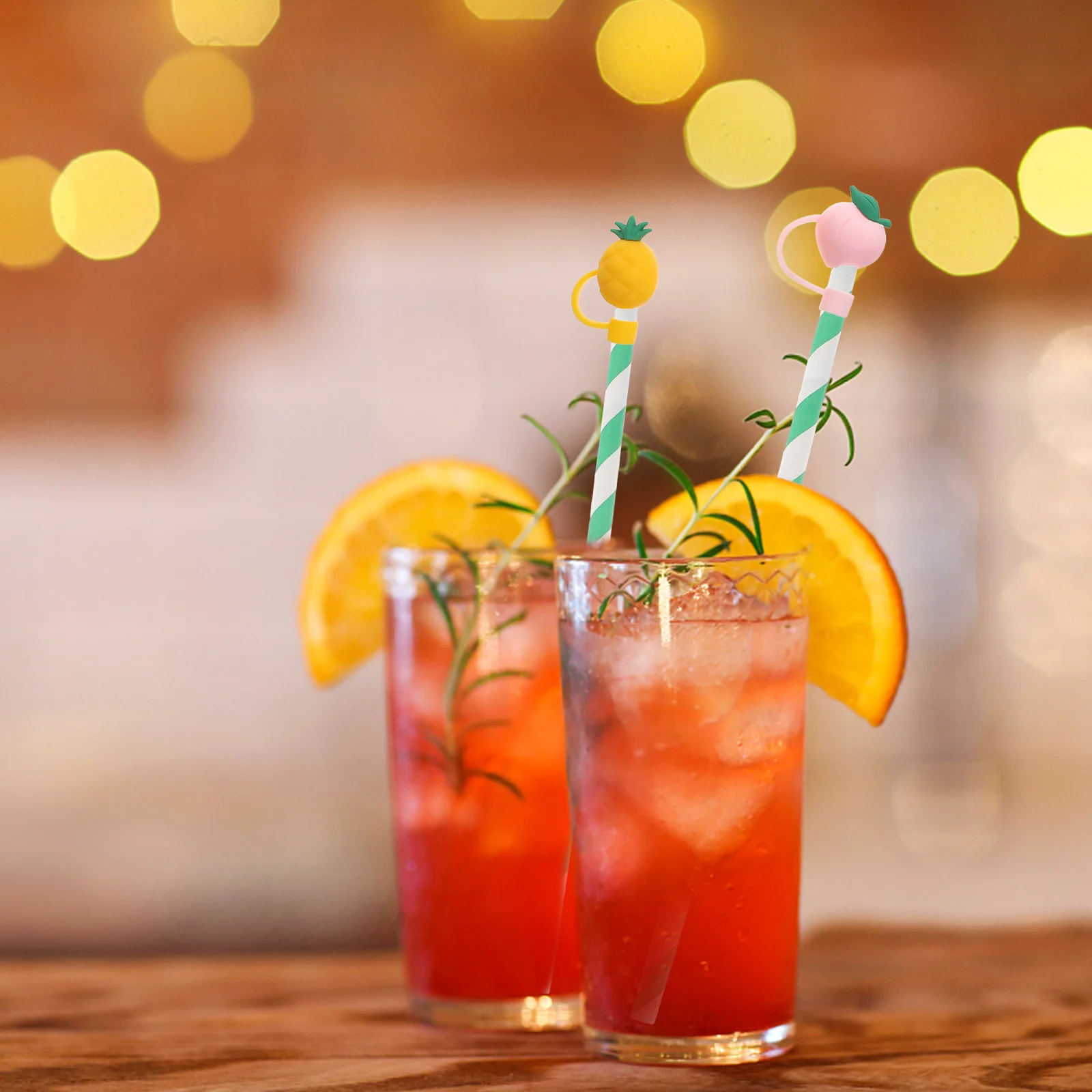 

8Pcs Straw Covers Reusable Silicone Cute Cartoon Fruit Straw Caps Protective End Plugs for Outdoor Drinking Use