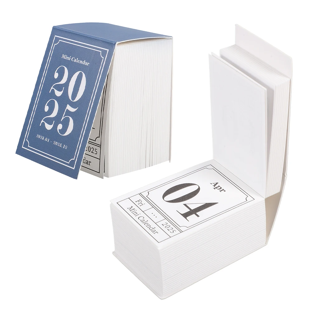 

2 Pcs Office Accessories Mini Calendar Daily Desktop Vintage Cute Decor Blue Creative
