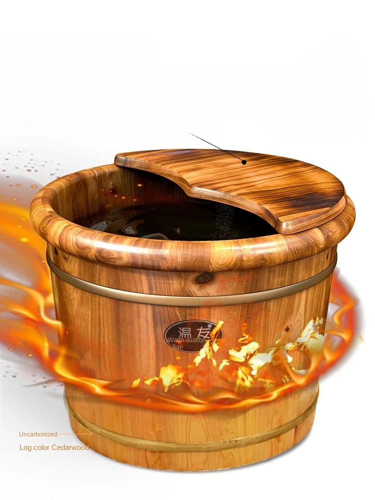 

Бытовое ведро для мытья ног из цельного дерева, ведро для ванны над икрыми, изолированная деревянная ванна, портативный спа-салон